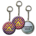 2" Round Metallic Key Chain w/ 3D Lenticular Animated Stars and Stripes (Custom)